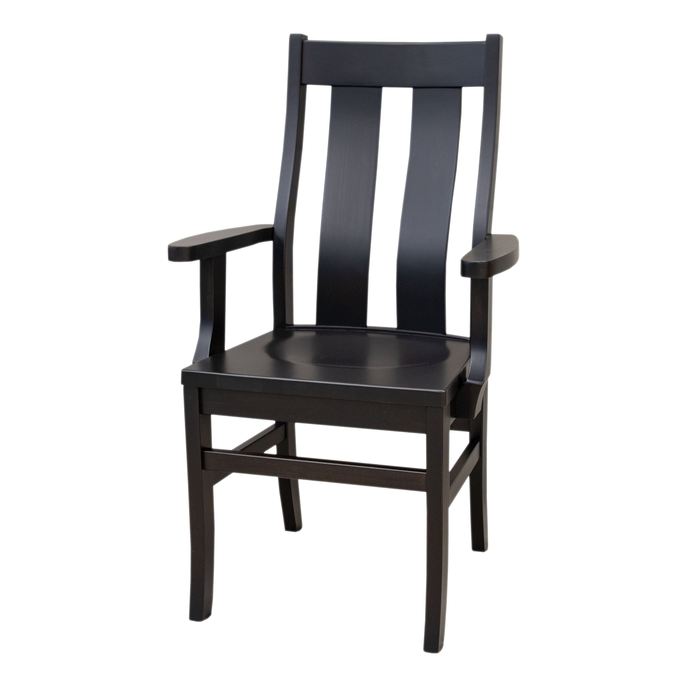 Anaheim Straight Top Black Maple Wood Arm Dining Chair | EB