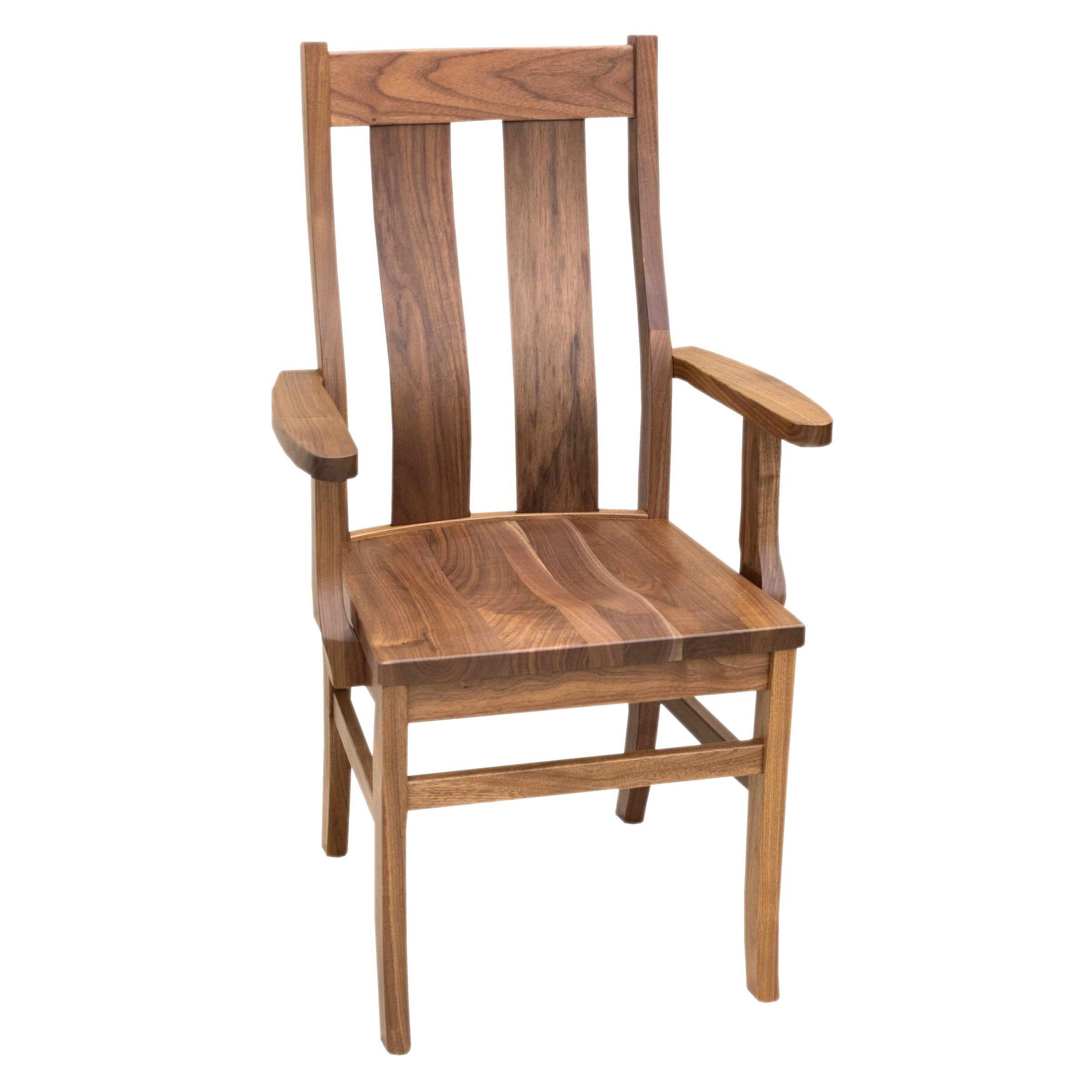 Anaheim Straight Top Walnut Wood Arm Dining Chair | NAT