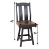 Anaheim Black & Wood 24" Swivel Bar Stool | M-EB&C-GB