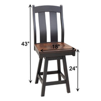 Anaheim Black & Wood 24" Swivel Bar Stool | M-EB&C-GB