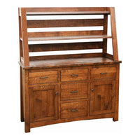 Modern Farmhouse Quarter Sawn White Oak Wood Buffet with Hutch Topper | GB