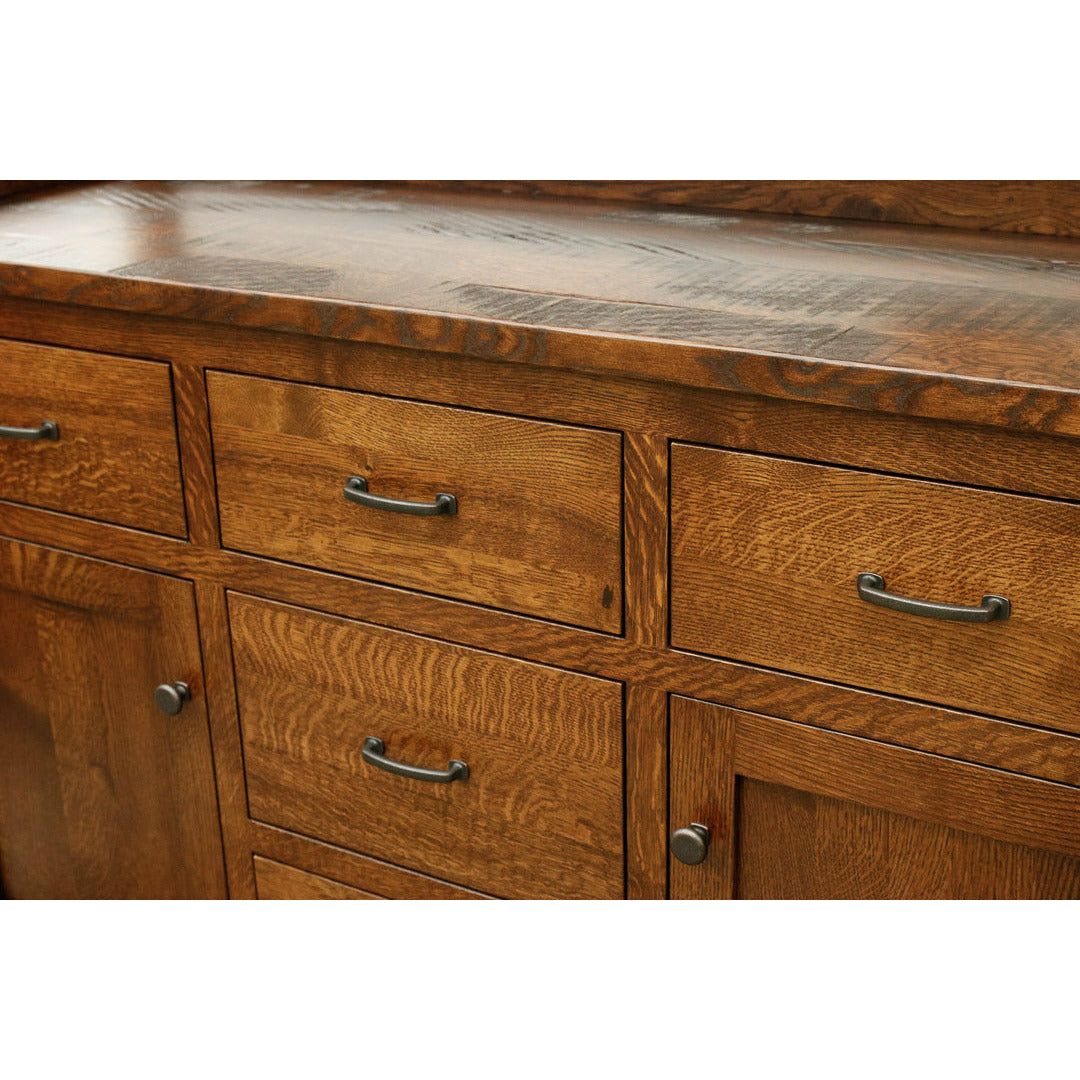 Modern Farmhouse Quarter Sawn White Oak Wood Buffet with Hutch Topper | GB