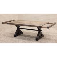 Alice Trestle Black & Wood Extending Dining Table with Built-Down Top | M-DK&SP