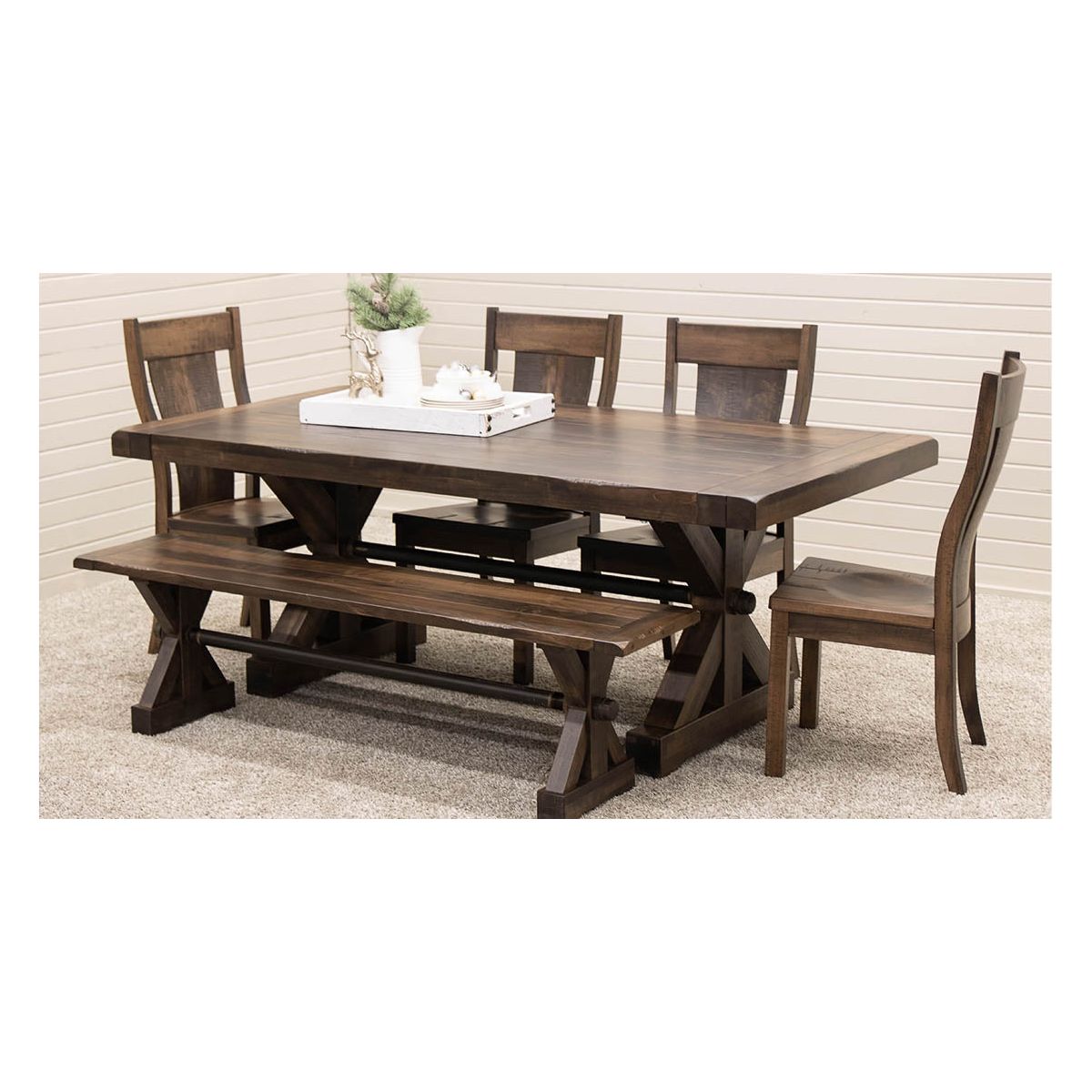 Alice Trestle Maple Wood Extending Dining Table with Built-Down Top | CO