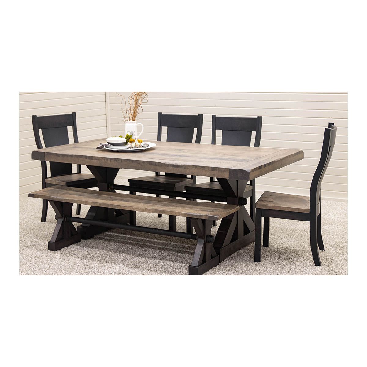 Alice Trestle Black & Wood Extending Dining Table with Built-Down Top | M-DK&SP