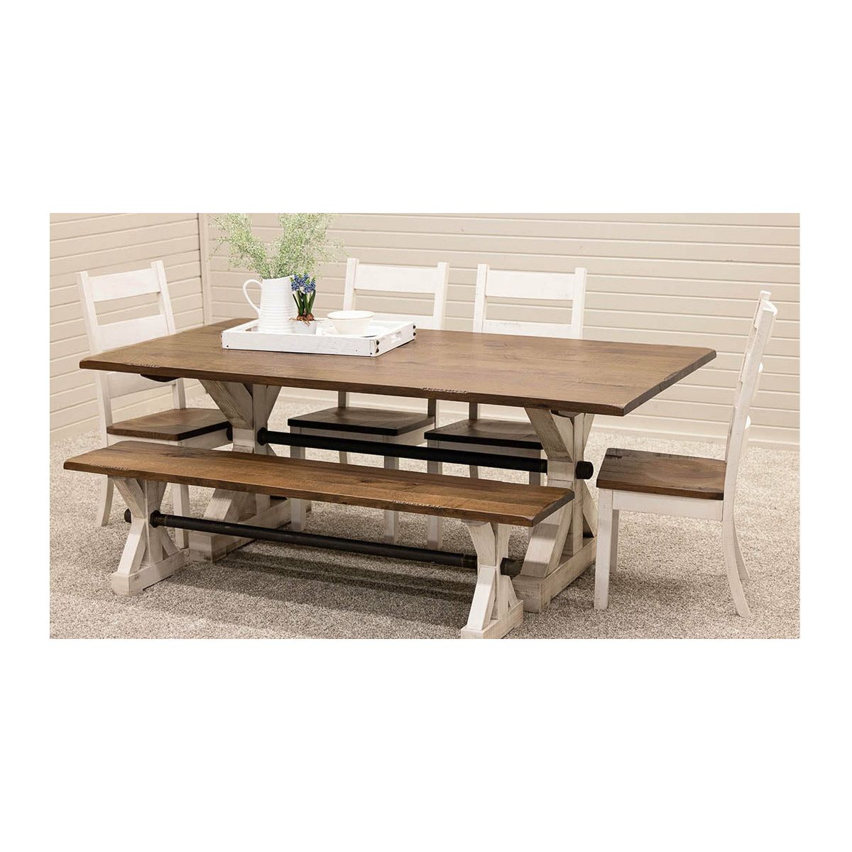 Alice Trestle White & Wood Dining Table | M-CS&RQSWO-CO