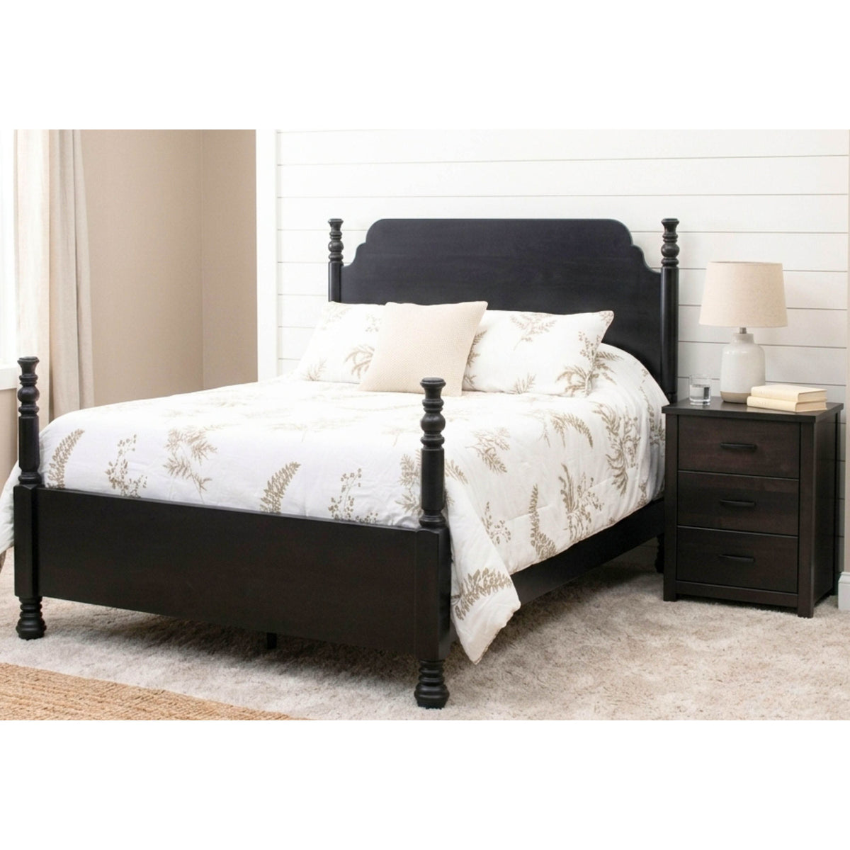 Ashland California King Black Maple Wood Four Poster Bed | EB