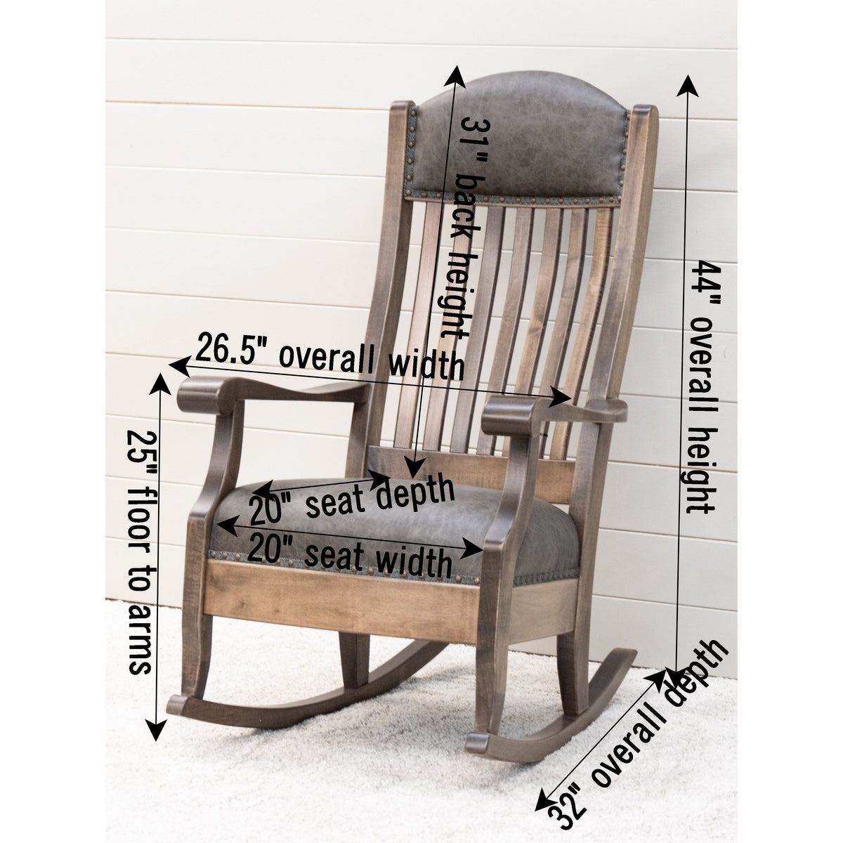 American Grey Leather Rocker | M-RT
