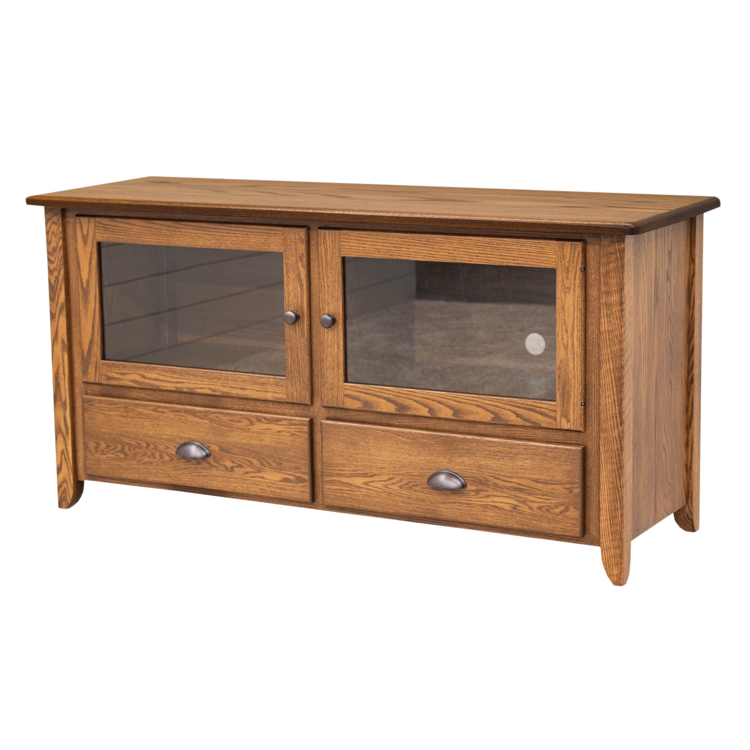 Augusta 60" Oak Wood TV Console with Glass Doors | HC