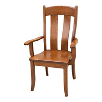 Augusta Rustic Quarter Sawn White Oak Wood Arm Dining Chair | MC