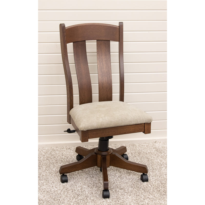 Augusta Rustic Quarter Sawn White Oak Wood Office Chair with Fabric Seat | CO