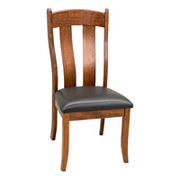 Augusta Cherry Wood Side Dining Chair with Black Faux Leather Seat | MC