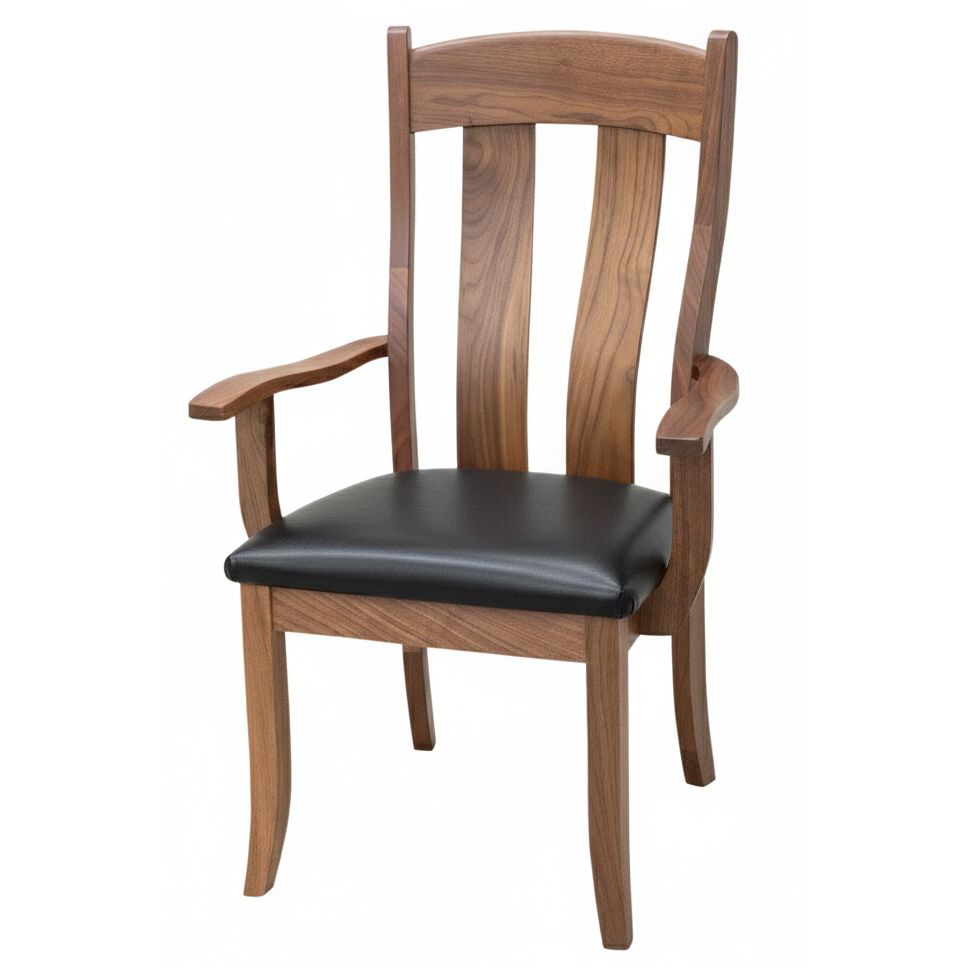 Augusta Walnut Wood Arm Dining Chair with Fabric Seat | NAT