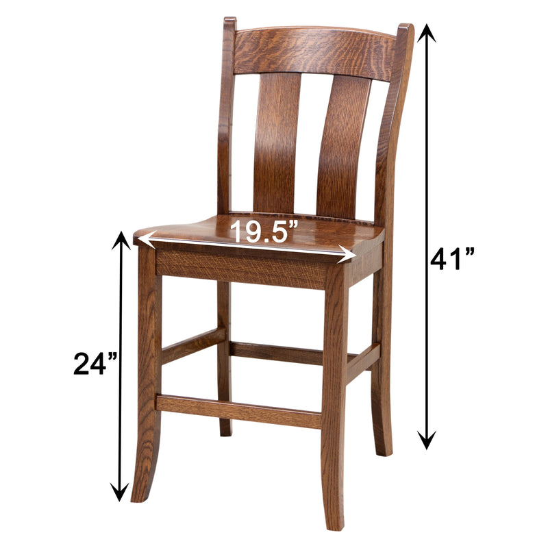 Augusta Rustic Quarter Sawn White Oak Wood 24" Stationary Bar Stool | ASB