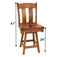 Augusta Elm Wood 24" Swivel Bar Stool | MC