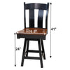 Augusta Black & Wood 24" Swivel Bar Stool | M-EB&C-MC