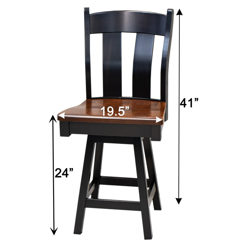 Augusta Black & Wood 24" Swivel Bar Stool | M-EB&C-MC