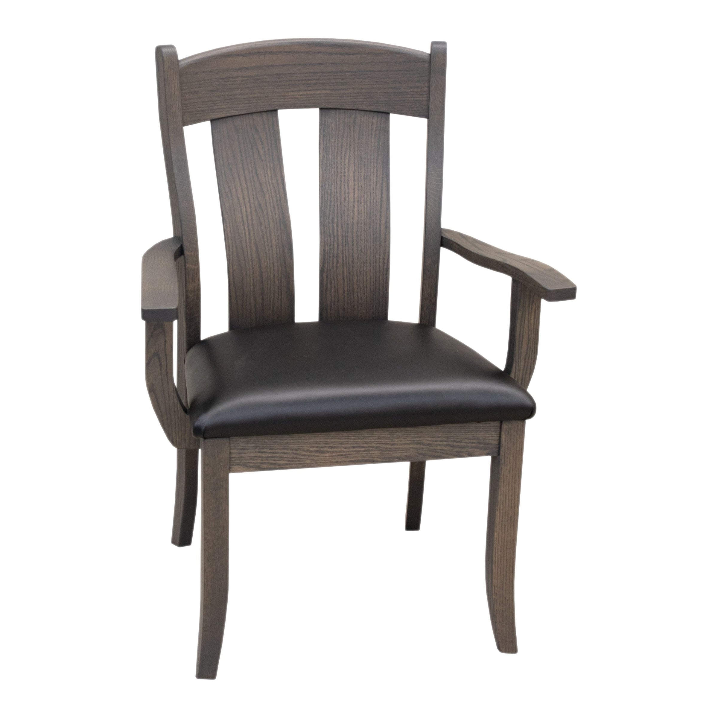 Augusta Oak Wood Arm Client Chair with Black Faux Leather Seat | AS