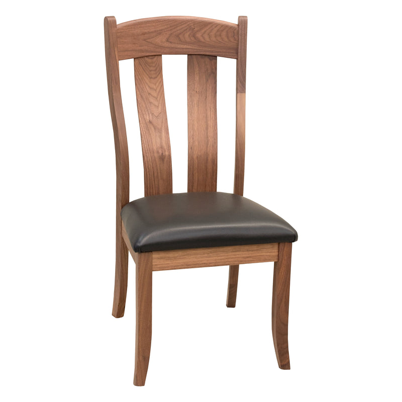 Augusta Walnut Wood Side Dining Chair with Black Faux Leather Seat | NAT