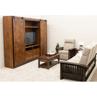 Amish Barn Door Quarter Sawn White Oak Wood Entertainment Center | GB