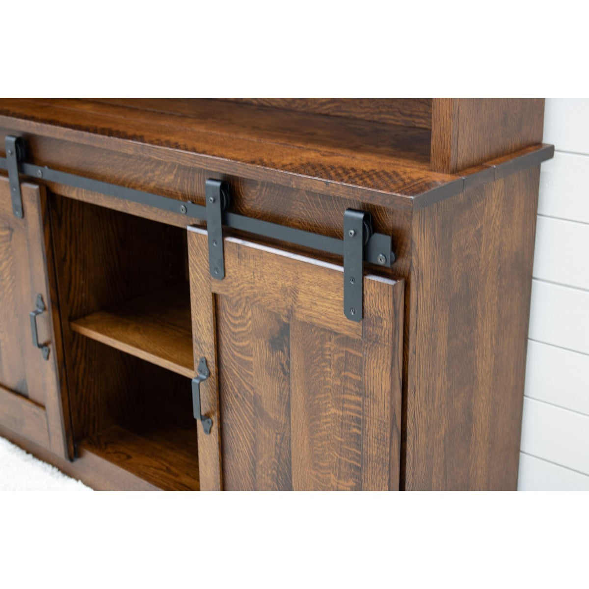 Barn Door Quarter Sawn White Oak Wood Wine Hutch | GB