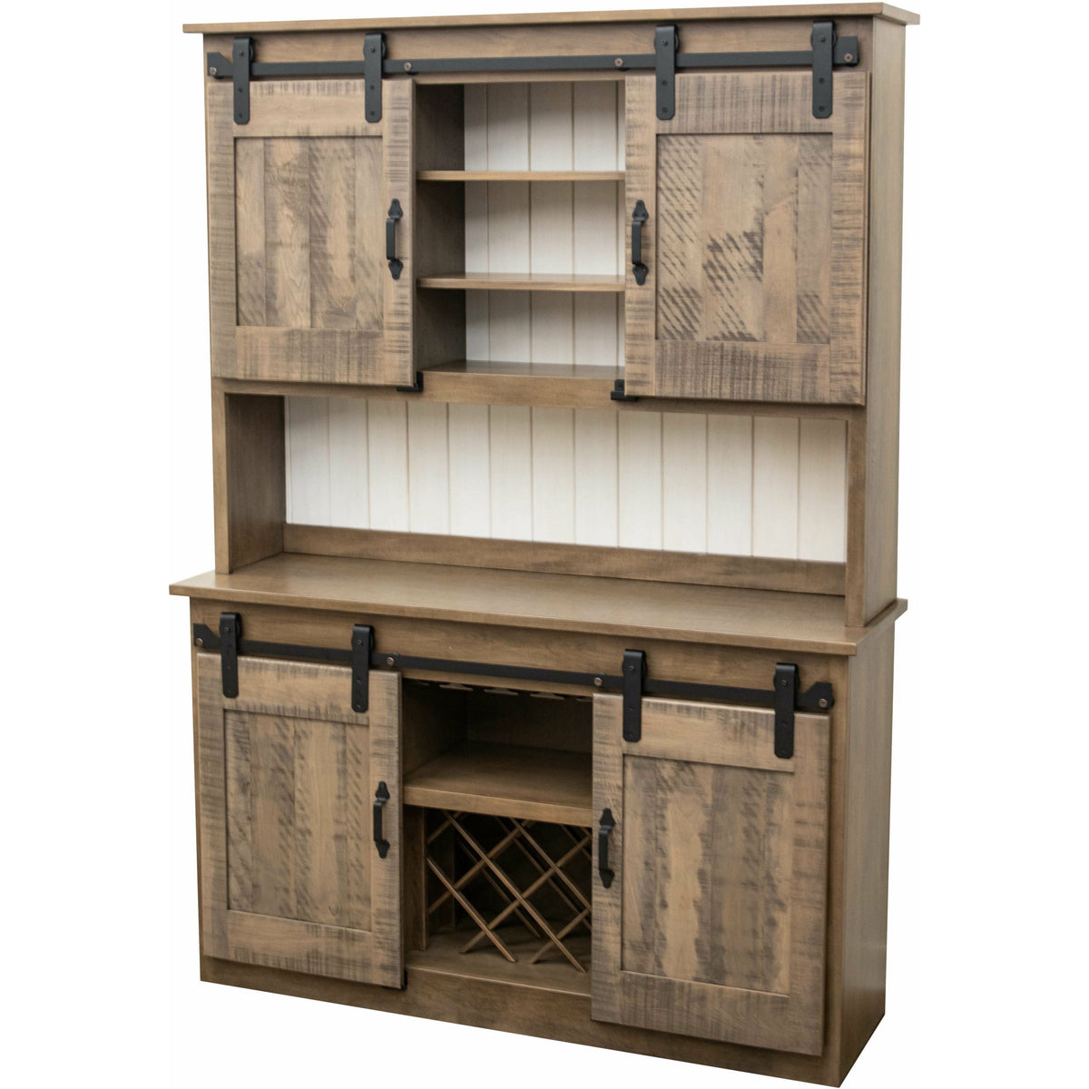 Barn Door Maple Wood Wine Hutch | CS&DCD