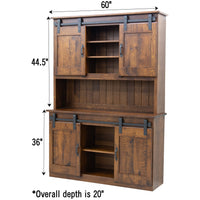 Barn Door Quarter Sawn White Oak Wood Wine Hutch | GB