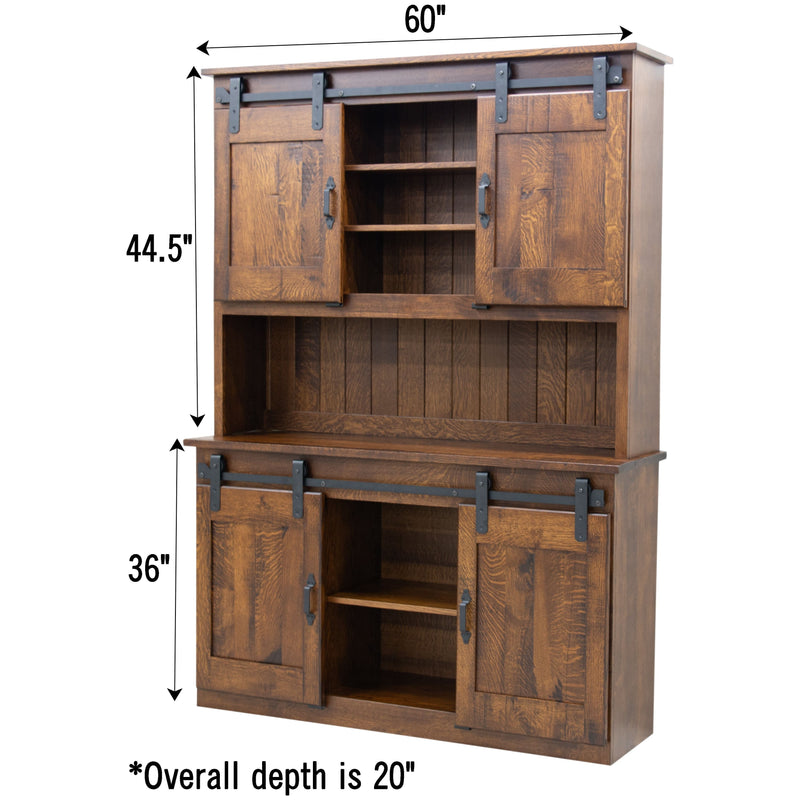 Barn Door Quarter Sawn White Oak Wood Wine Hutch | GB