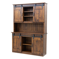 Barn Door Quarter Sawn White Oak Wood Wine Hutch | GB