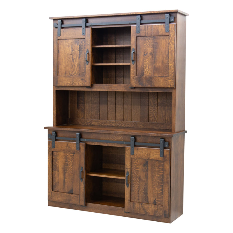 Barn Door Quarter Sawn White Oak Wood Wine Hutch | GB