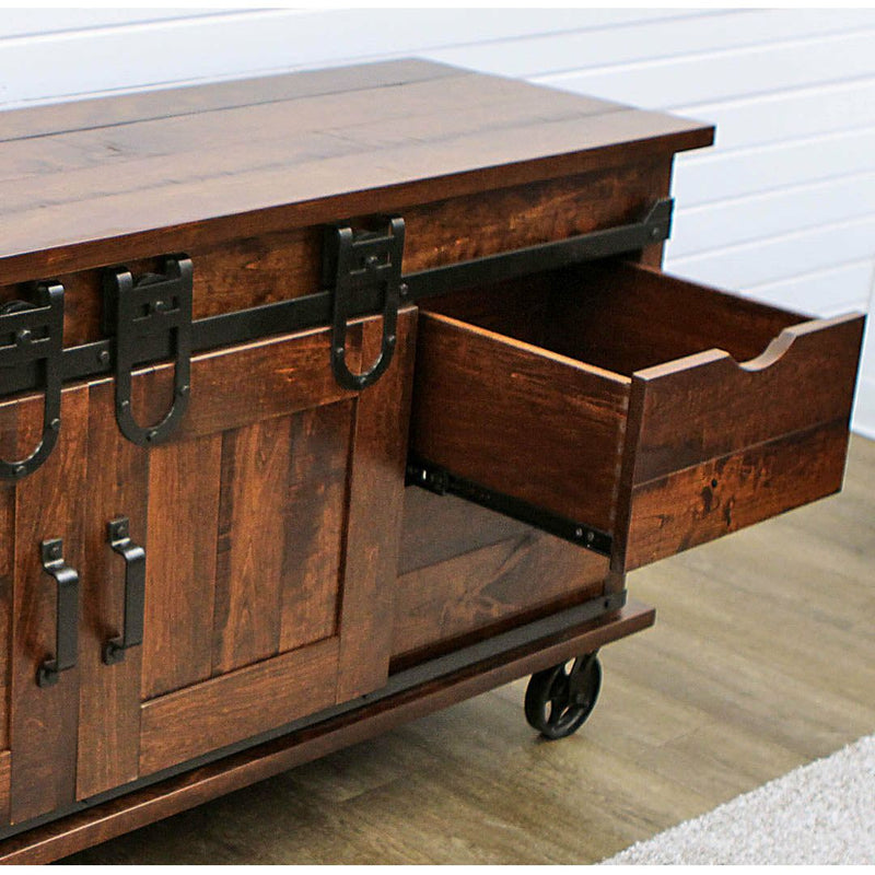 Amish Barn Door Cherry Wood TV Cart | ASB