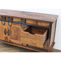 Sliding Barn Door Quarter Sawn White Oak Wood TV Cart | GB