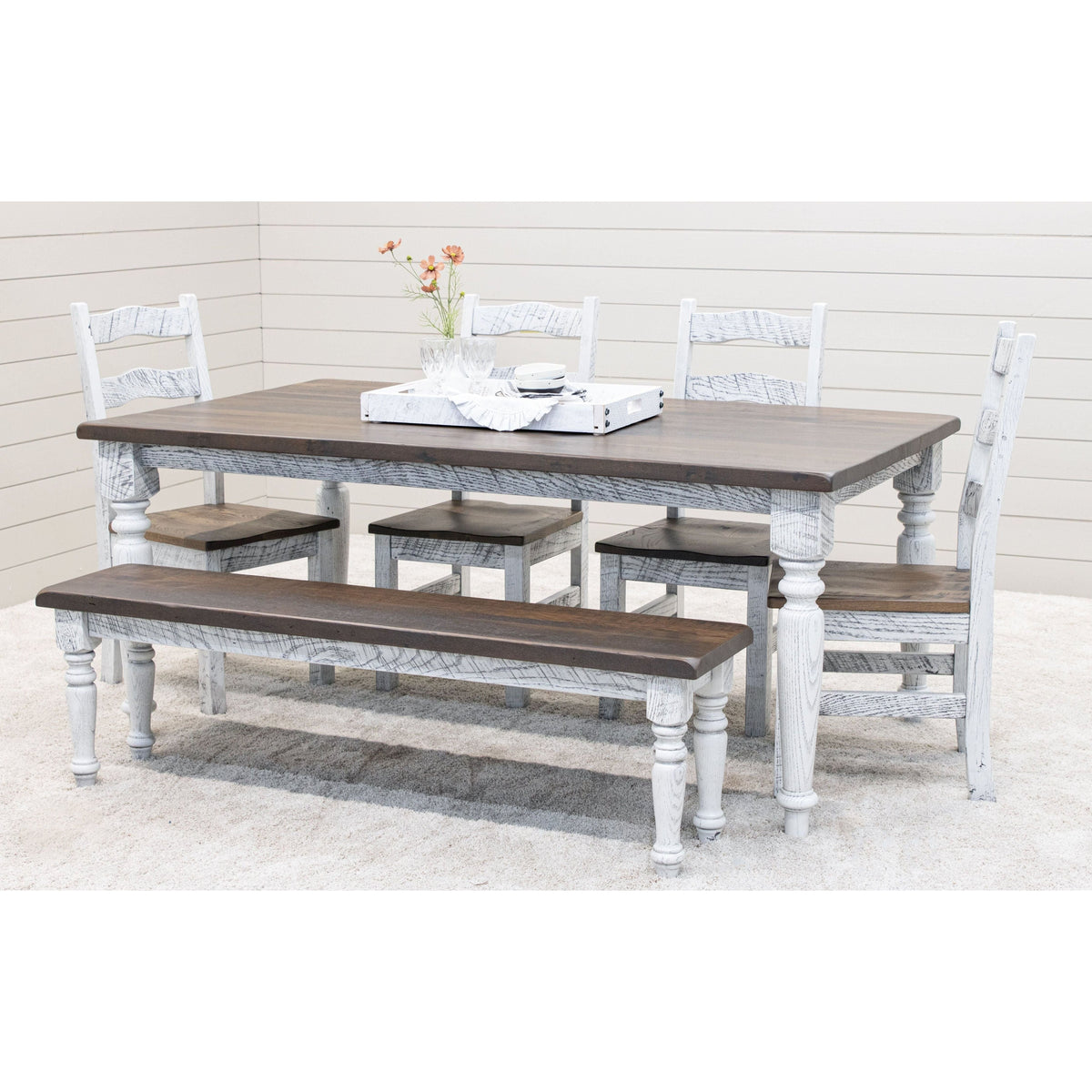 Belair  Reclaimed White & Wood Dining Table | TW&SP
