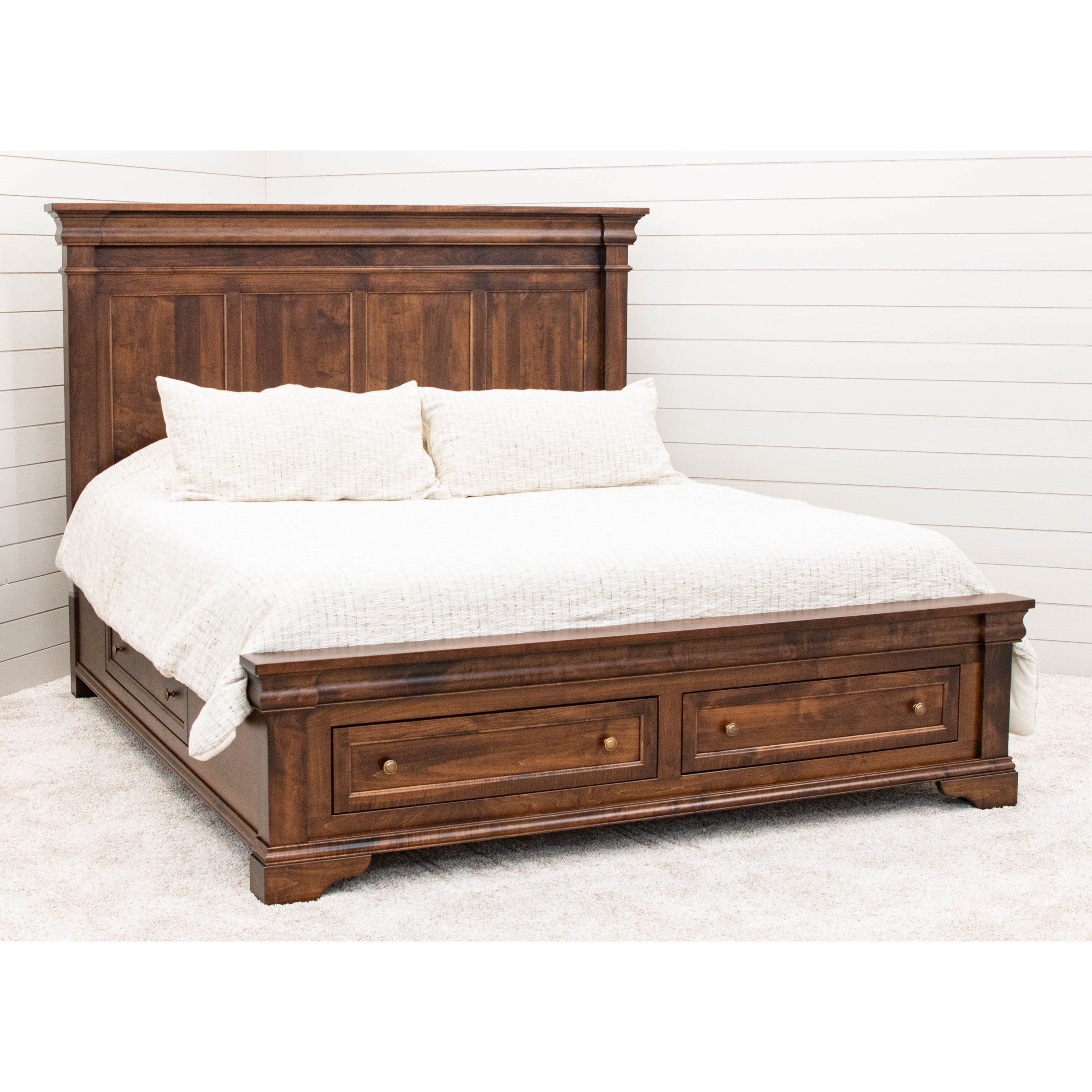 Madison King Maple Wood Storage Platform Bed | ASB