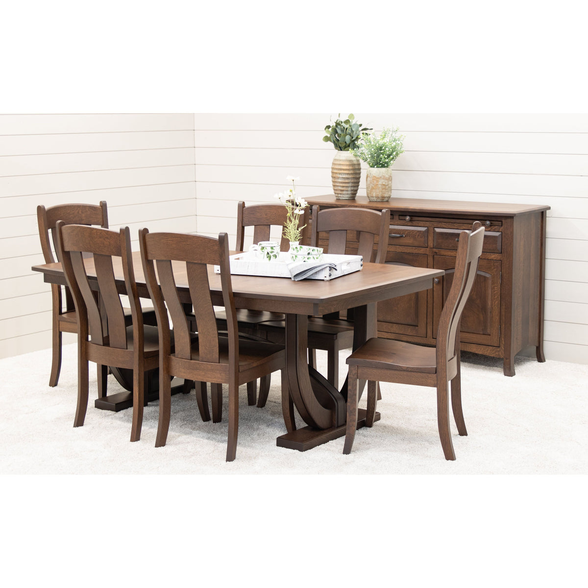 Augusta Rustic Quarter Sawn White Oak Wood Side Dining Chair | BV