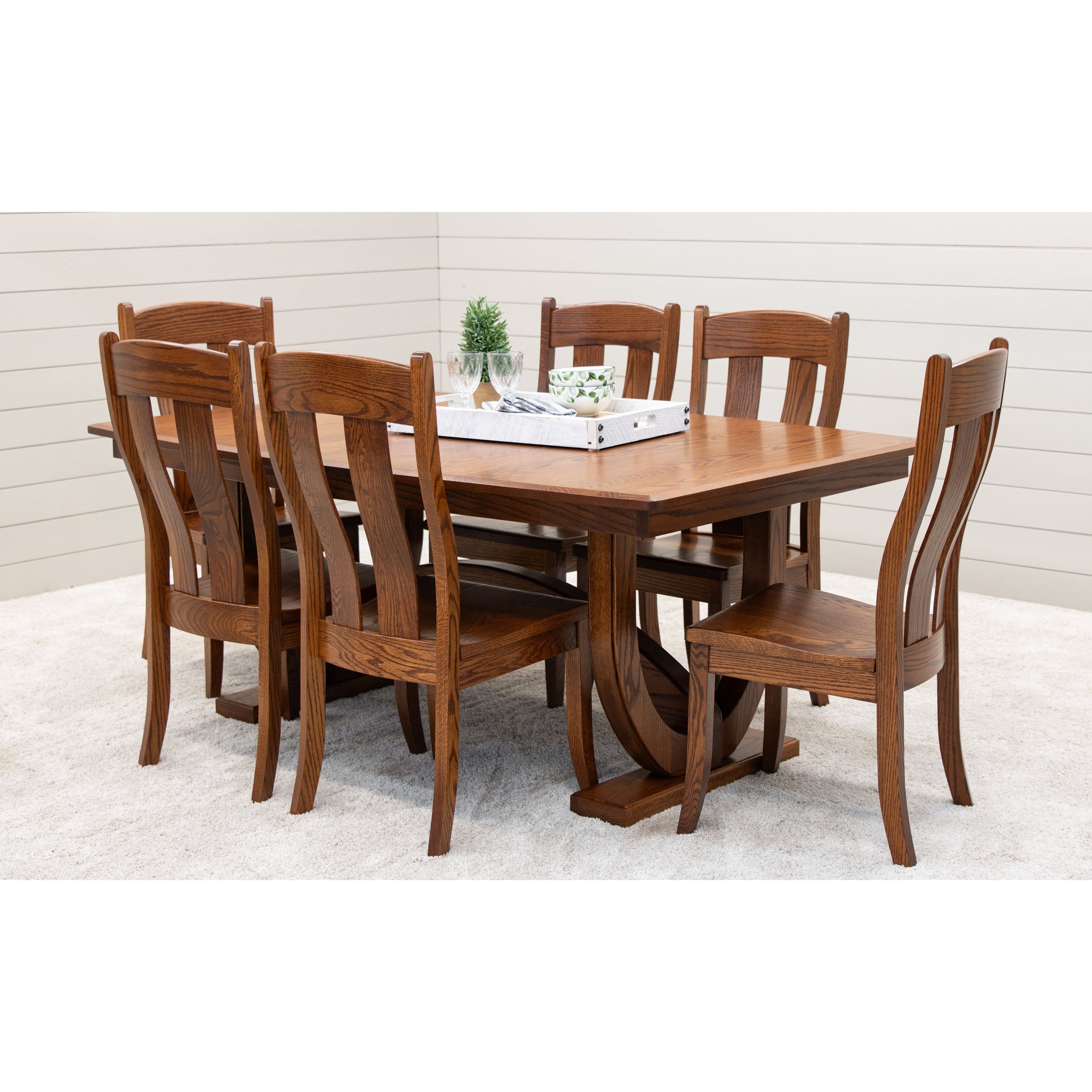 Bismark Large Oak Wood Extending Amish Dining Table | MC