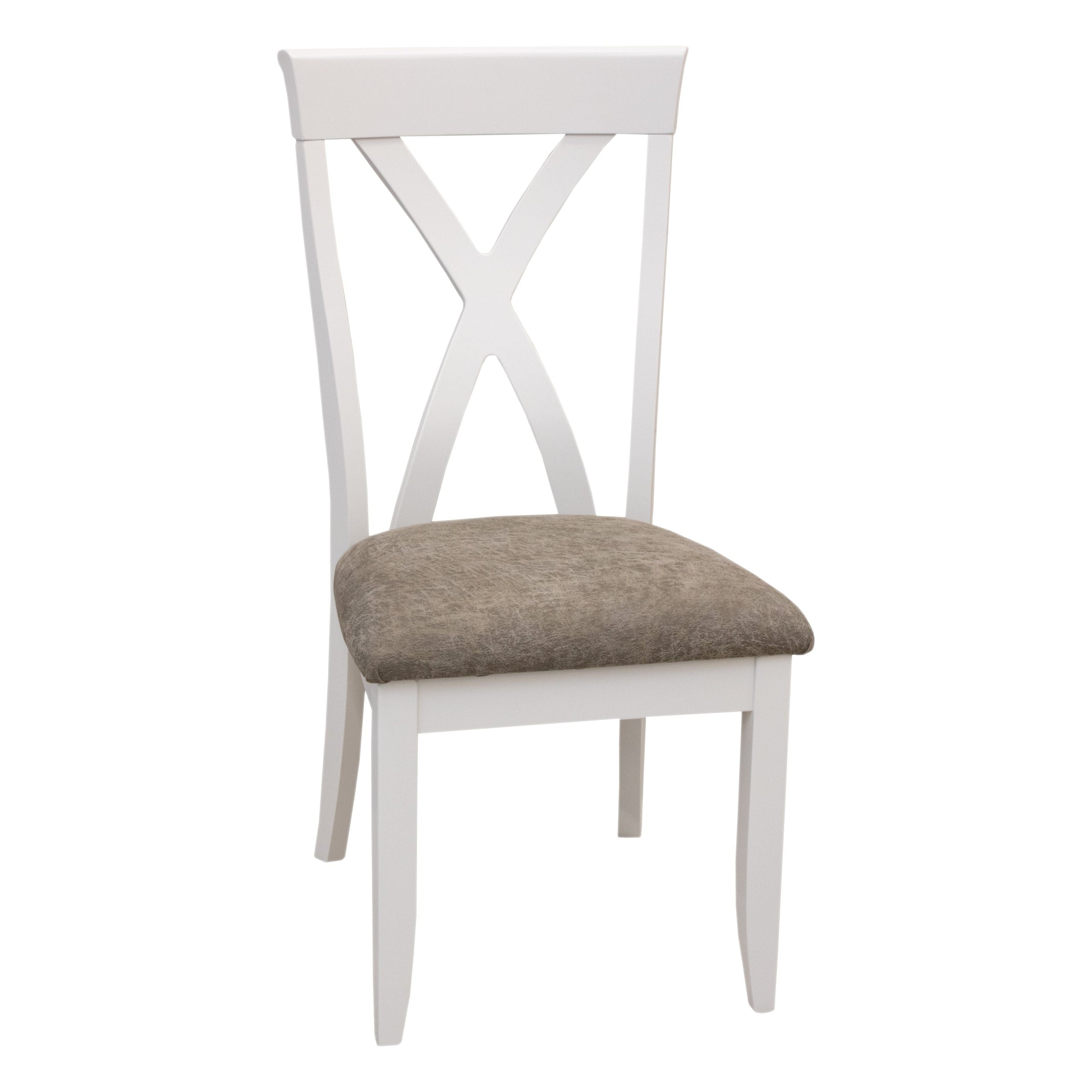 Buckeye X Back White Wood Side Dining Chair with Fabric Seat | M-DW