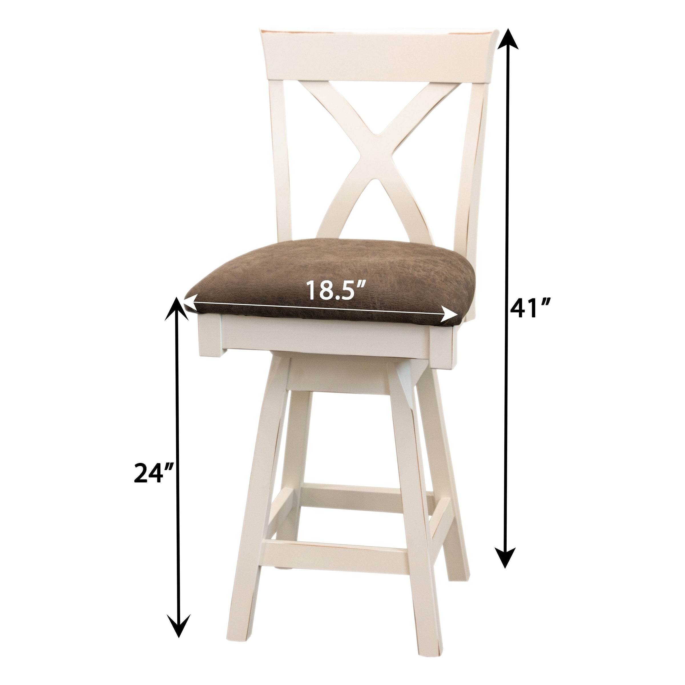 Buckeye X Back White Wood 24" Swivel Bar Stool with Fabric Seat | M-CW