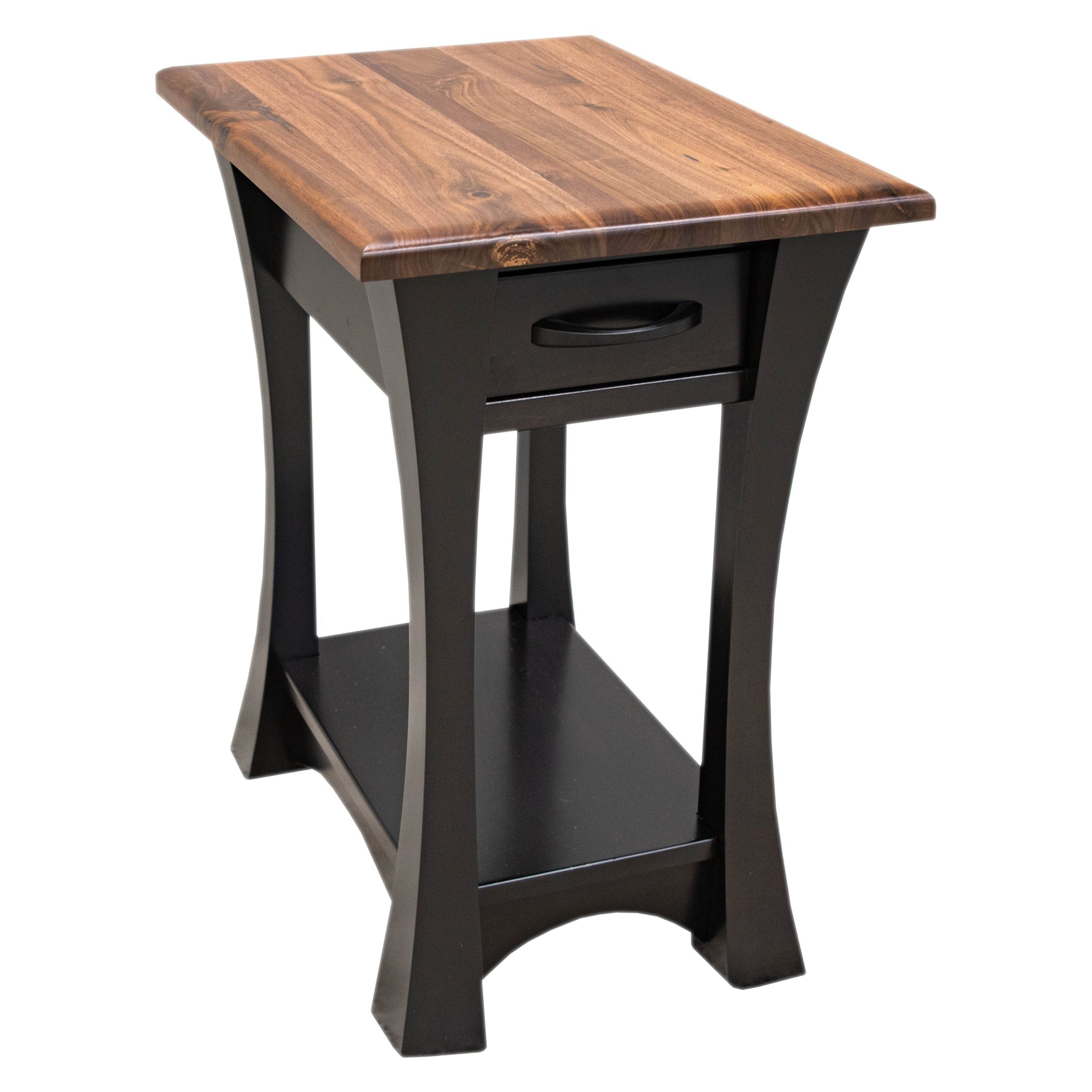 Brookstone Black & Wood Small Rectangle Open End Table | M-EB&RW-NAT