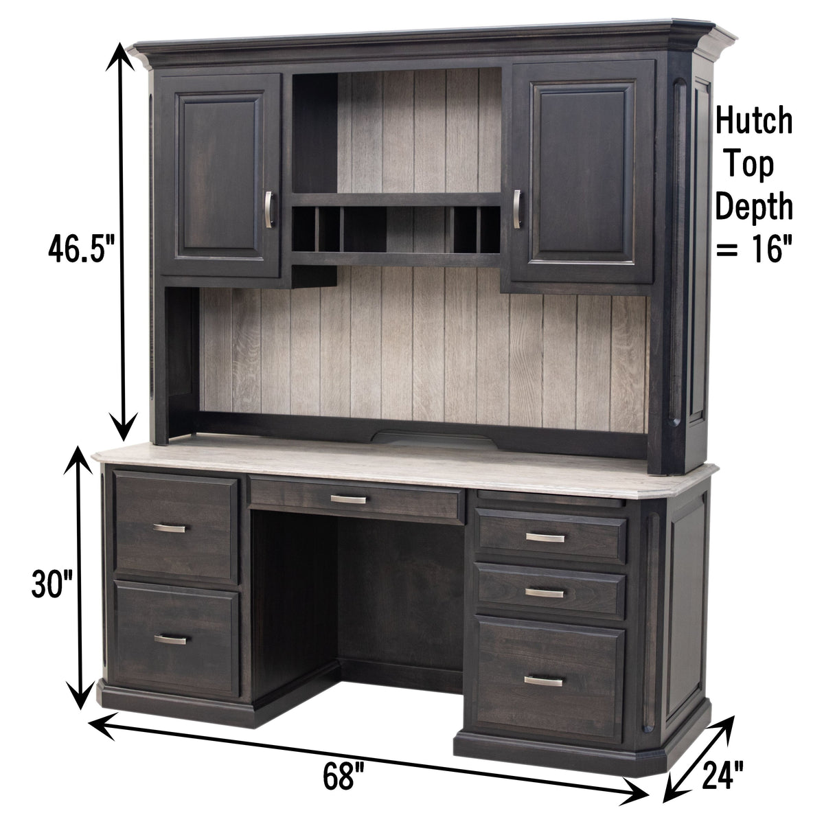 Boulevard Black & Wood Desk with Hutch Top | M-DK&RWO-GRB