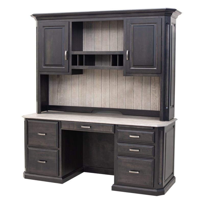 Boulevard Black & Wood Desk with Hutch Top | M-DK&RWO-GRB