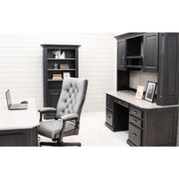 Boulevard Black & Wood Desk with Hutch Top | M-DK&RWO-GRB
