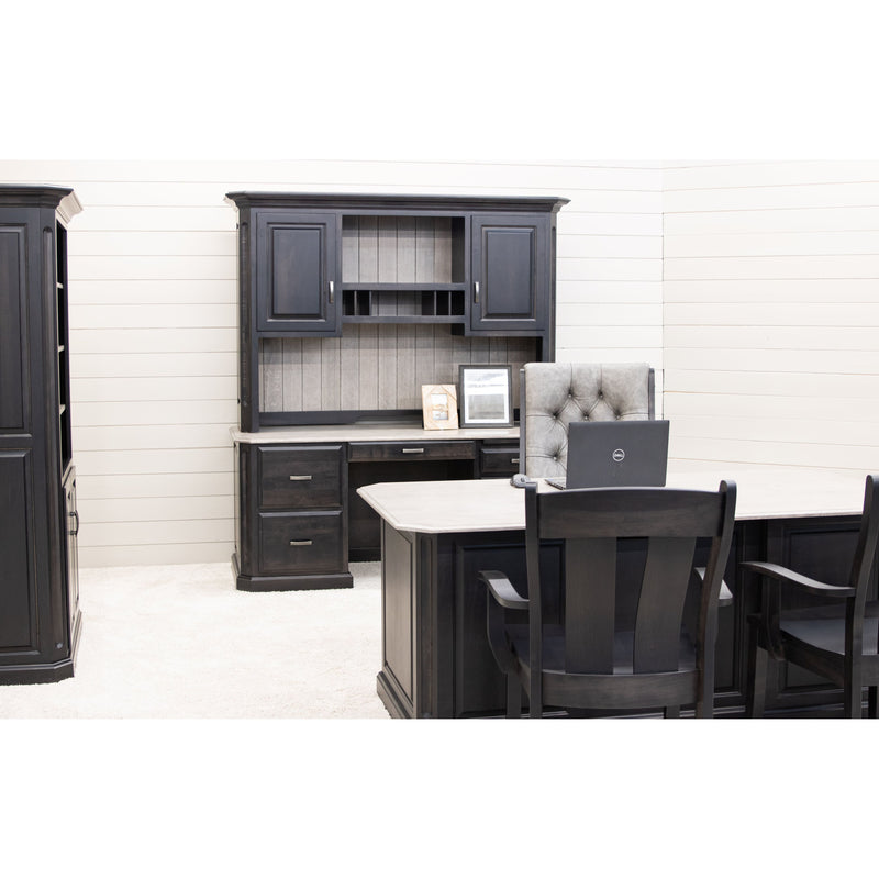 Boulevard Black & Wood Desk with Hutch Top | M-DK&RWO-GRB