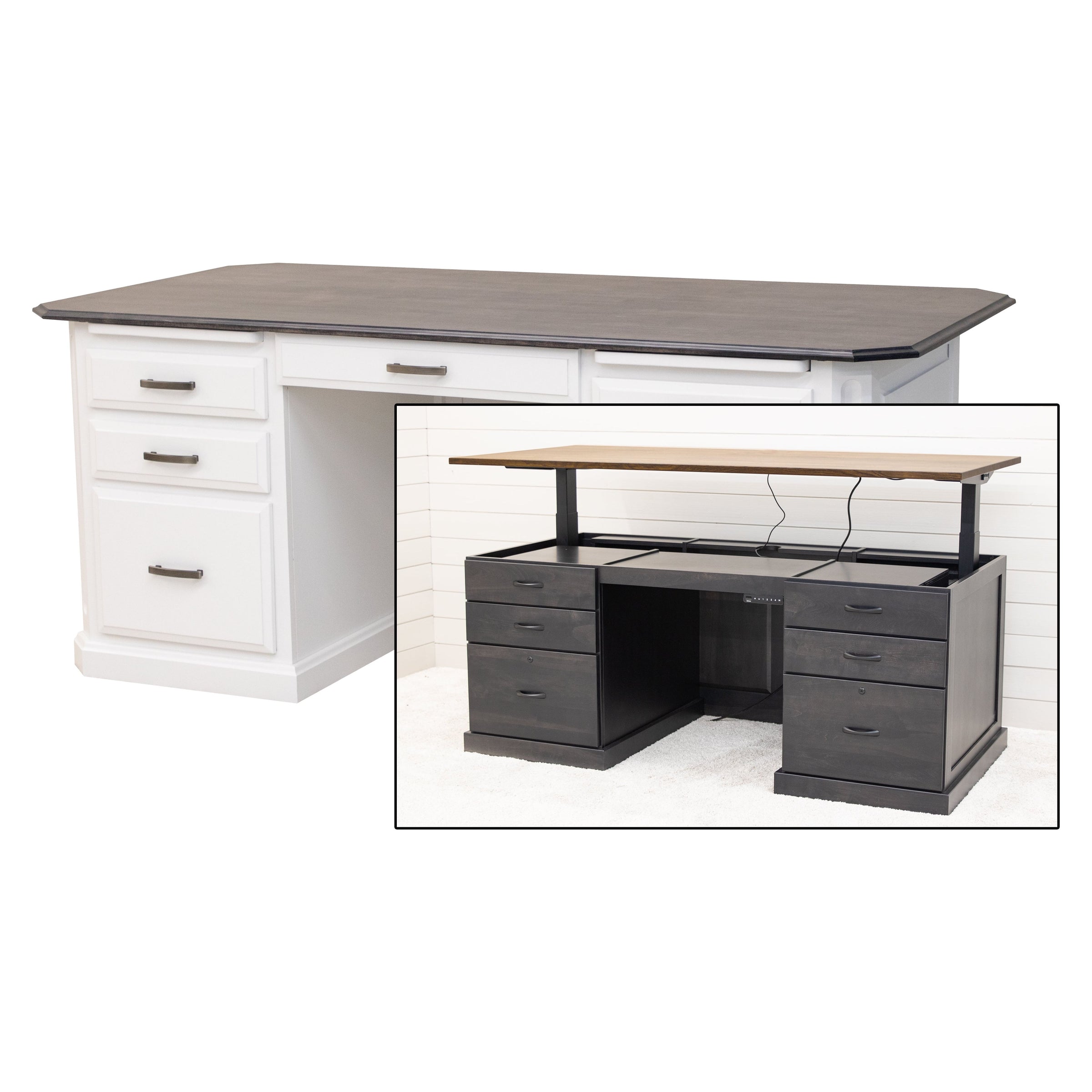 Boulevard White & Wood Executive Desk | M-DW&GS