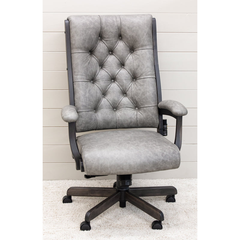 CET59 Cartwright Executive Grey Leather Tufted Office Chair | M-DK