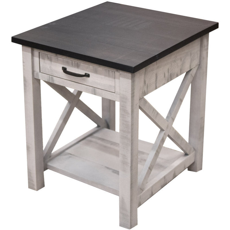 Cambridge White & Wood Large Square Open End Table | M-AV&DK