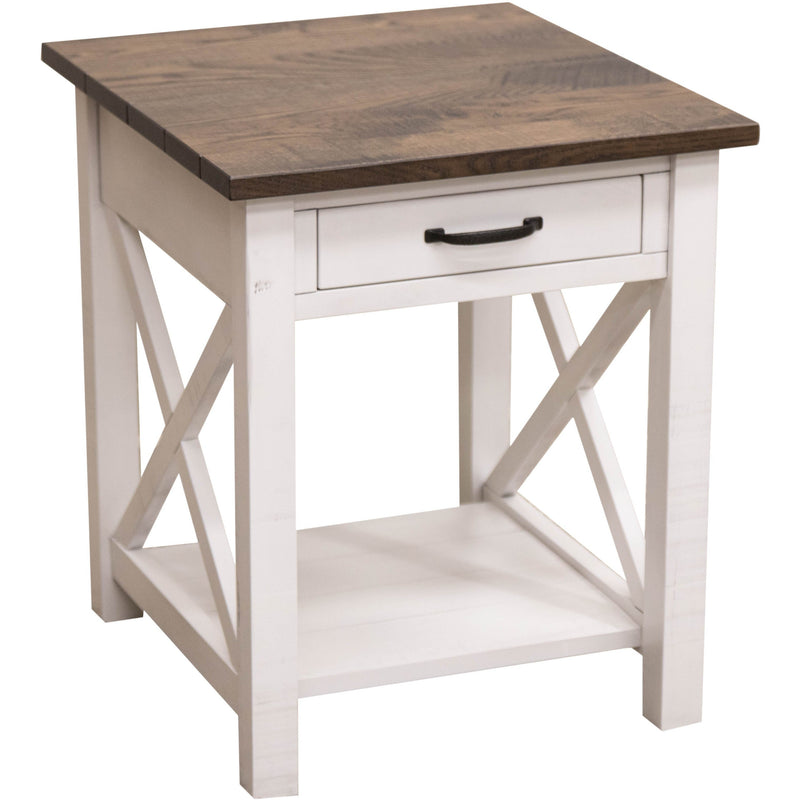 Cambridge White & Wood Large Square Open End Table | M-GW&RWO-SB