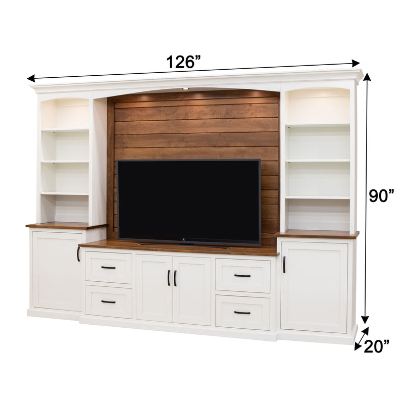 Modern Farmhouse White Solid Wood Entertainment Center | M-DW&HC