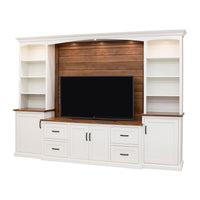 Modern Farmhouse White Solid Wood Entertainment Center | M-DW&HC