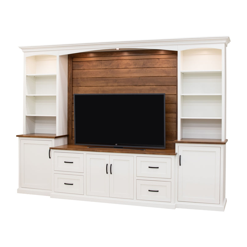 Modern Farmhouse White Solid Wood Entertainment Center | M-DW&HC